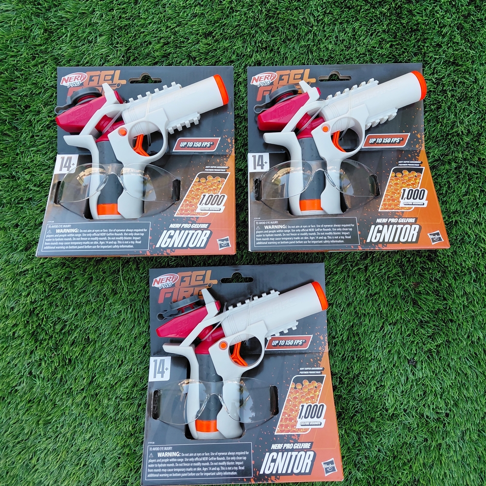 New 3 Nerf Pro Gelfire Ignitor Blaster, 1000 Gelfire Rounds, 60 Round Capacity